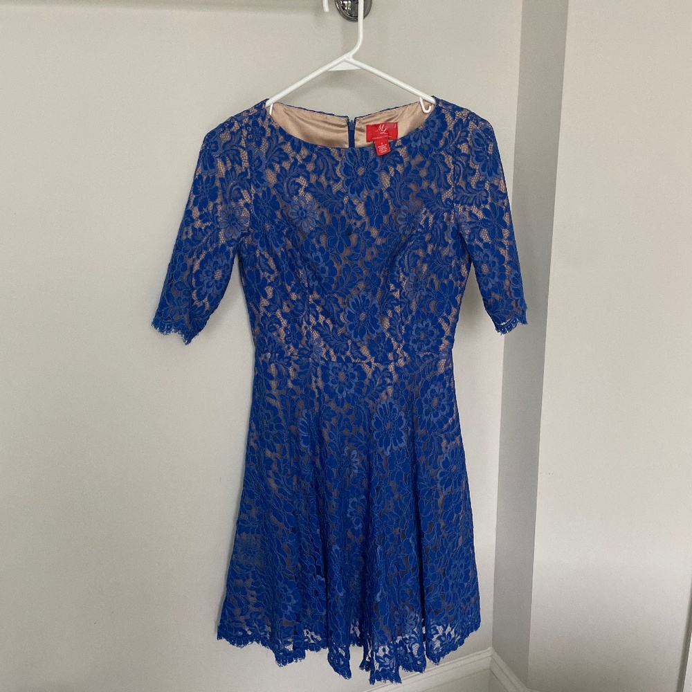 Monique Lhuillier Blue Lace Ella Dress